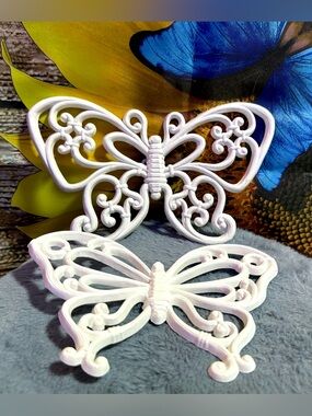 Vtg Homco Home Interiors Butterfly Butterflies Set of 2 Cottagecore Decor